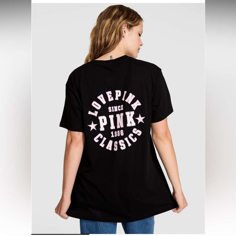 NWT PINK Campus Cotton Short Sleeve Tee XS Limited Edition Pure Black